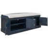 Storage Bench With 4 Doors And Adjustable Shelves, Shoe Bench With Removable Cushion For Living Room, Entryway - Antique Navy - Image 10