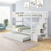 Twin Over Twin Bunk Beds With Twin Trundle And Stairway Storage Function - White - Image 6