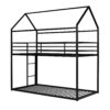 Bunk Beds Twin Over Twin, House With Frame Built-In Ladder, No Box Spring Needed - Black - Image 3