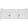 Storage Bench With 3 Shutter-Shaped Doors, Shoe Bench With Removable Cushion And Hidden Storage Space - White - Image 9
