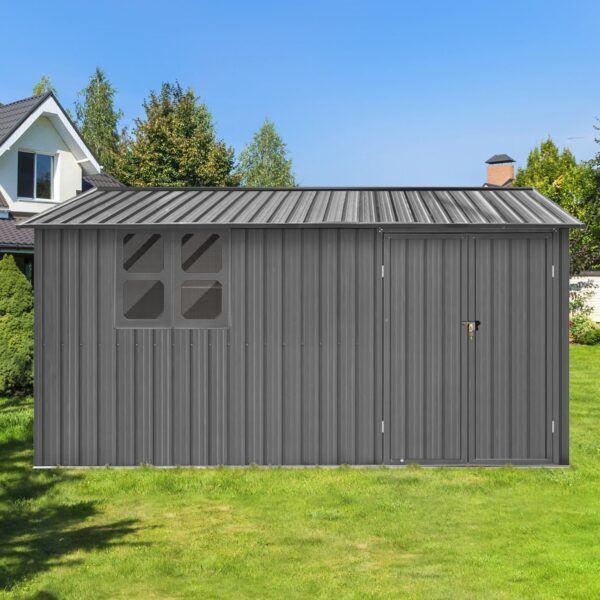 10'x12' Garden Sheds Outdoor Storage Sheds With Window - Gray
