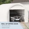 Outsunny - 10' x 16' Carport, Heavy Duty Portable Garage Storage Tent With Large Zippered Door, Anti-Uv Pe Canopy Cover For Car, Truck, Boat, Motorcycle, Bike, Garden Tools, Outdoor Work - White - Image 3