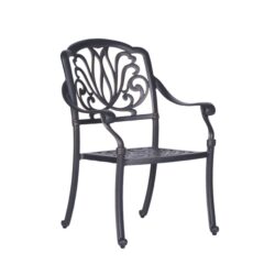 Patio Outdoor Aluminum Dining Armchair With Cushion (Set of 2) - Cast Silver