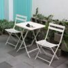 3 Piece Patio Bistro Set Of Foldable Square Table And Chairs - White - Image 7