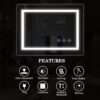 48X36" LED Bathroom Mirror, 3000-6000K Gradient Front And Backlit LED Mirror For Bathroom, 3 Colors Dimmable, Ip54 Enhanced Anti-Fog, Hanging Plates Wall Mount Lighted Mirror (Only Mirrors, Not Cabinets) - Silver - Image 8