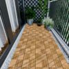 30 Piece Interlocking Deck Tiles Checker Pattern, Square Acacia Hardwood Outdoor Flooring For Patio, Bancony, Pool Side - Yellow - Image 21