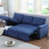 Lucca - Linen Reversible Sleeper Sectional Sofa With Storage Chaise - Blue - Image 11