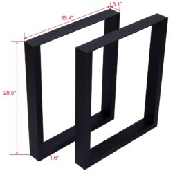 Square Table Legs 28X35", Wide Metal Table Legs, Heavy Duty Steel Desk Legs Table Leg Dining Table Legs Coffee Desk Leg (Set of 2) - Black