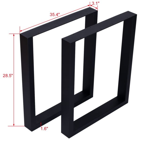 Square Table Legs 28X35", Wide Metal Table Legs, Heavy Duty Steel Desk Legs Table Leg Dining Table Legs Coffee Desk Leg (Set of 2) - Black