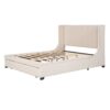 Queen Size Storage Upholstered Platform Bed With Wingback Headboard And A Big Drawer - Beige - Image 3