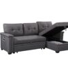 Ashlyn - Reversible Sleeper Sectional Sofa With Storage Chaise, USB Charging Ports nd Pocket - Dark Gray - Image 3