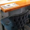 Contemporary Velvet Upholstered Wing-Back Barstools With Button Tufted Decoration And Wooden Legs, And Chrome Nailhead Trim, Leisure Style Bar Chairs, Bar Stools (Set of 4) - Black - Image 12