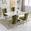Nikki - Modern, High-End Tufted Solid Wood Contemporary Velvet Upholstered Dining Chair With Chrome Stainless Steel Plating Legs, Nailhead Trim (Set of 2) - Olive Green / Chrome - Image 17