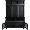 5 In 1 Entryway Bench With Shutter - Shaped Doors, Coat Rack, Cushion And 4 Sturdy Hooks, Wide Hall Tree With Storage Bench For Hallway, Entryway, Living Room - Black - Image 13