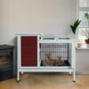 Two Tier Wooden Indoor / Outdoor Rabbit Cage For Small Animals With Runway And Leak-Proof Plastic Tray - Red - Image 7
