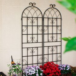 2 Pack Metal Garden Trellis Rustproof Trellis For Climbing Plants Outdoor Flower Support - Black