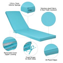 Outdoor Lounge Chairs (Set of 2), Cushion Replacement Patio Funiture Seat Cushion Chaise Lounge Cushion - Sky Blue