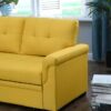 Lucca - Linen Reversible Sleeper Sectional Sofa With Storage Chaise - Yellow - Image 7