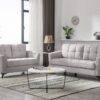 Callie - Woven Living Room Fabric Sofa, Loveseat (Set of 2) - Light Gray - Image 8