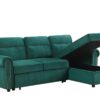 Ashton - Velvet Fabric Reversible Sleeper Sectional Sofa Chaise - Green - Image 4