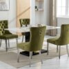 Nikki - Modern, High-End Tufted Solid Wood Contemporary Velvet Upholstered Dining Chair With Chrome Stainless Steel Plating Legs, Nailhead Trim (Set of 2) - Olive Green / Chrome - Image 19