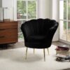 Angelina - Velvet Scalloped Back Barrel Accent Chair With Metal Legs - Black - Image 5