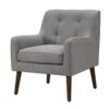 Ryder - Mid Century Modern Woven Fabric Tufted Armchair - Gray - Image 2