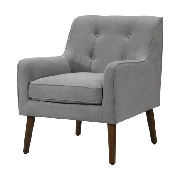Ryder - Mid Century Modern Woven Fabric Tufted Armchair - Gray