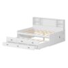 Full Size Captain Daybed With Storage Bookcase Headboard, Captain Bed With Trundle And Three Storage Drawers For Kids Teens Dorm Bedroom Multipurpose Guest Room Or Home - White - Image 9