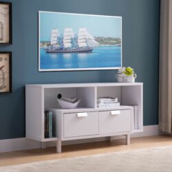 Modern TV Stand & Two Shelves And Two Drawers - White