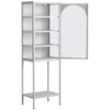 Metal Glass Door Display Storage Cabinet - 5 Tier Cube Bookshelf Storage Cabinet With 3 Adjustable Shelves For Kitchen, Dining Room, Living Room, Bathroom, Home Office - Antique White - Image 14