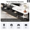 Modern Extendable TV Stand For TVs Up To 75", Entertainment Center Media Console With 3 Drawers, Metal Adjustable Legs For Living Room - Black White - Image 8