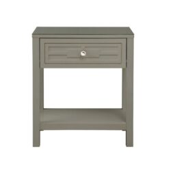 Dylan - Wooden End Side Table Nightstand With Glass Top And Drawer - Taupe