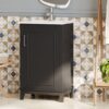 Modern Small Bathroom Vanity Cabinet With Ceramic Basin, Ample Storage, 1 Soft Close Door - Black - Image 19