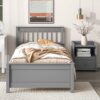 Twin Bed With Headboard And Footboard For Kids, Teens, Adults, With A Nightstand - Gray - Image 2
