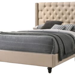 King Upholstered Transitional Bed - Beige