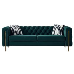 Chesterfield - Modern Tufted Velvet Living Room Sofa, 84.25''W Couch - Green