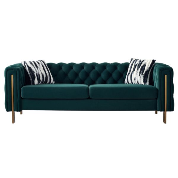 Chesterfield - Modern Tufted Velvet Living Room Sofa, 84.25''W Couch - Green