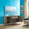 Buffet With Metal Legs With Two Door One Drawer Six Shelves - Brown / Black - Image 2