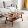 Center Low Coffee Table With Storage Shelf - Walnut - Image 5