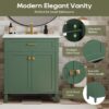 Bathroom Vanity With Ceramic Basin, Soft Close Door And Adjustable Shelves - Green - Image 5