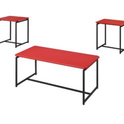 GT - 3 Piece Carbon Fiber Wrap Coffee Table And End Table (Set of 3) - Red