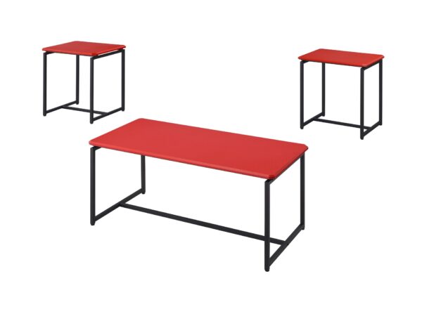 GT - 3 Piece Carbon Fiber Wrap Coffee Table And End Table (Set of 3) - Red