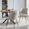 Adjust Legs Upholstered Teddy Faux Fur Dining Armrest Chair (Set of 2) - Off White - Image 3