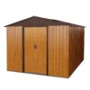 Outdoor Metal Storage Shed With Metal Floor Base - Coffee - Image 5