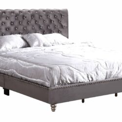 Elegant Tufted Upholstered Bed - Gray
