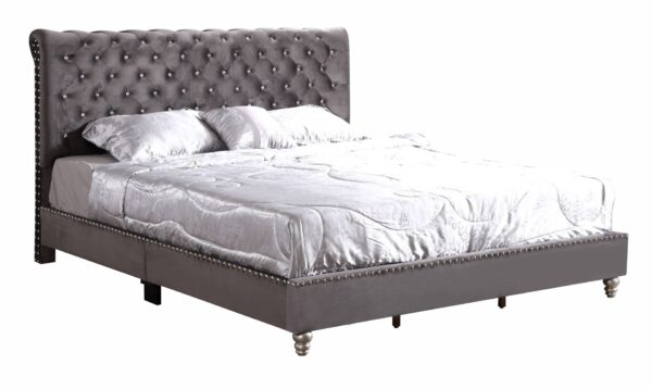 Elegant Tufted Upholstered Bed - Gray