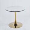 Tulip Table Mid-Century Dining Table For 2 - 4 People With Round MDF Table Top, Pedestal Dining Table, End Table Leisure Coffee Table, Ceramic And MDF Top - Golden / White - Image 4