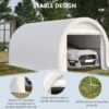 Outsunny - 10' x 16' Carport, Heavy Duty Portable Garage Storage Tent With Large Zippered Door, Anti-Uv Pe Canopy Cover For Car, Truck, Boat, Motorcycle, Bike, Garden Tools, Outdoor Work - White - Image 4