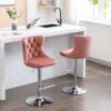 Swivel Velvet Barstools Adjusatble Seat Height From 25-33", Modern Upholstered Chrome Base Bar Stools With Backs Comfortable Tufted For Home Pub And Kitchen Island 1712Pk (Set of 2) - Pink - Image 16